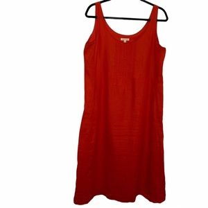 Eileen Fisher Irish Linen Shift Midi Dress Sz M
